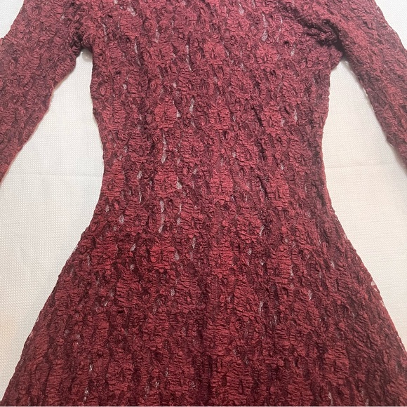 ZARA Burgundy Lace Asymmetrical Hem Midi Dress M NWT Boudoir Dark Romance Whimsy - Picture 14 of 16